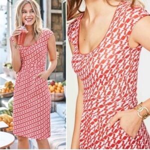 Boden Red and White Midi Dress